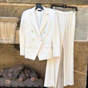 Theory Cream Double-Breasted Blazer and Pants Set